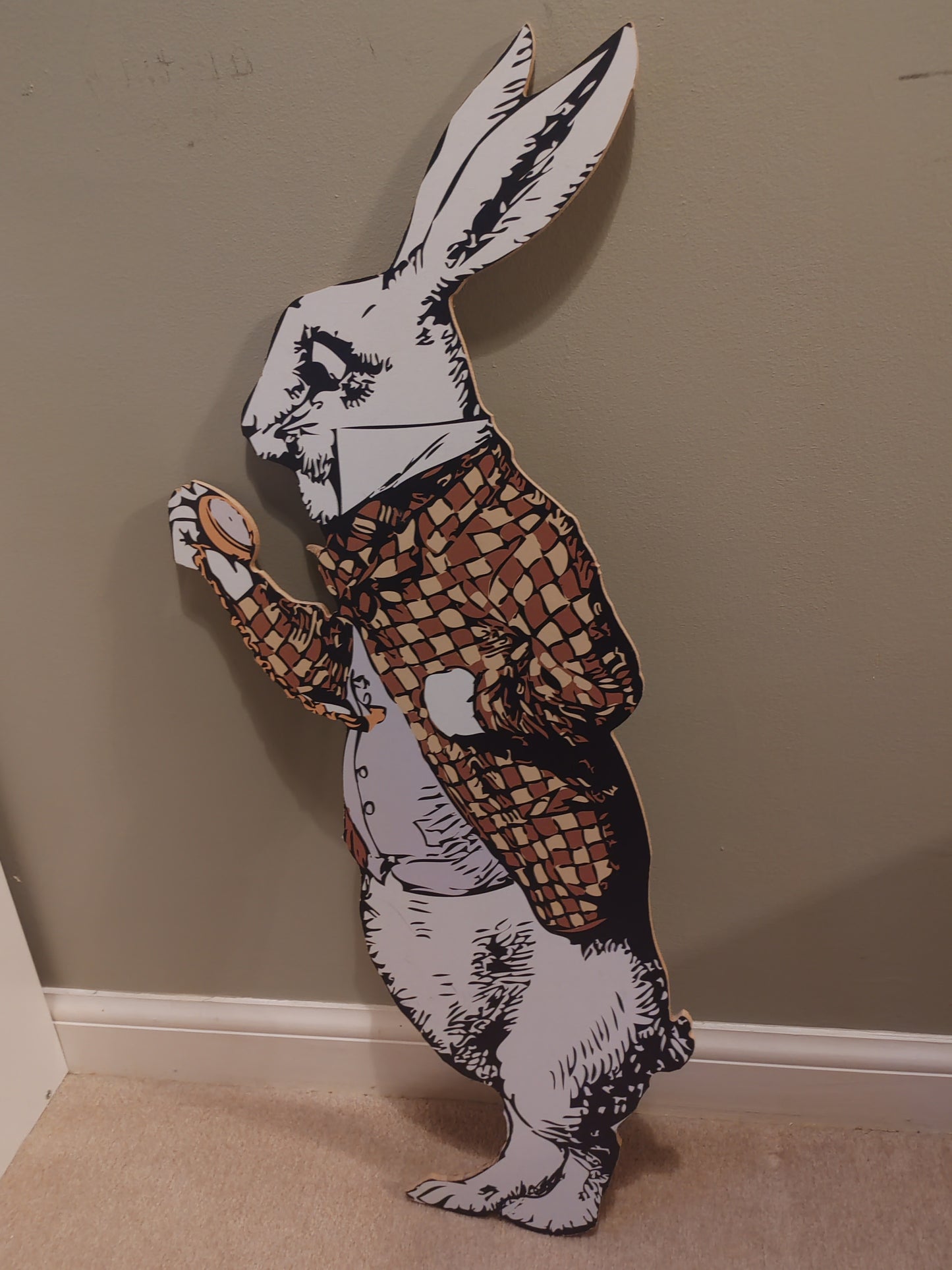 75cm tall mdf white rabbit